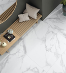 Picture of Bianca White Carrara Matte Marble Effect Porcelain Tiles