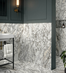 Picture of Lucia Arabescato Fluted Marble Effect Porcelain Tiles