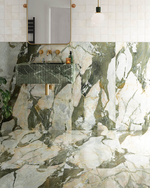 Picture of Iris Green Polished Marble Effect Porcelain Tiles
